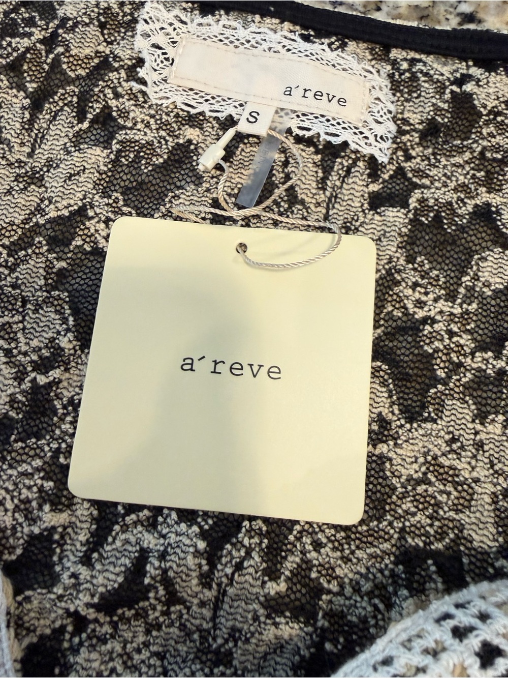 a’reve floral lace midi dress cream black white tank dress lining SZ SM - Picture 7 of 16